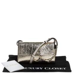 Pre Owned Chloe Metallic Gold Leather Mini Faye Crossbody Bag