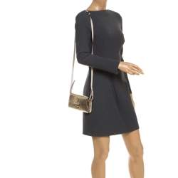 Pre Owned Chloe Metallic Gold Leather Mini Faye Crossbody Bag