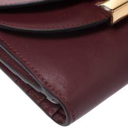 Pre Owned Chloe Burgundy Leather Small Georgia Multi Flap Wallet