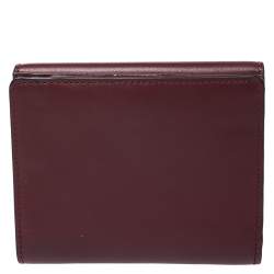Pre Owned Chloe Burgundy Leather Small Georgia Multi Flap Wallet