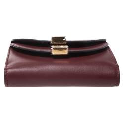 Pre Owned Chloe Burgundy Leather Small Georgia Multi Flap Wallet