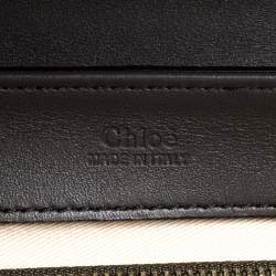 Pre Owned Chloe Two Tone Brown Croc Embossed Leather C Top Handle Bag