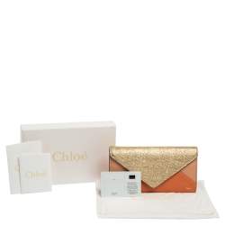 Pre Owned Chloé Multicolor Crinkled and Leather Envelope Flap Continental Wallet