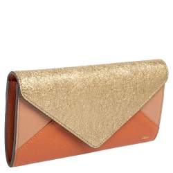 Pre Owned Chloé Multicolor Crinkled and Leather Envelope Flap Continental Wallet