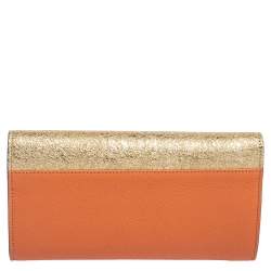 Pre Owned Chloé Multicolor Crinkled and Leather Envelope Flap Continental Wallet