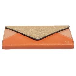 Pre Owned Chloé Multicolor Crinkled and Leather Envelope Flap Continental Wallet