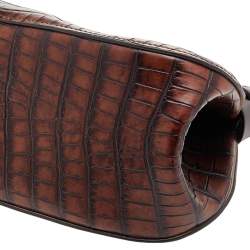 Pre Owned Chloe Brown Croc Embossed Leather Darryl Clutch