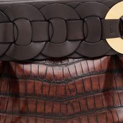 Pre Owned Chloe Brown Croc Embossed Leather Darryl Clutch