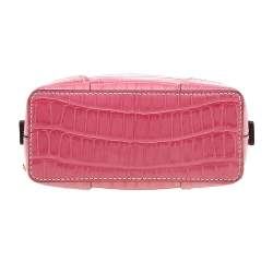Pre Owned Chloe Hot Pink Croc Embossed Leather Mini Daria Chain Bag