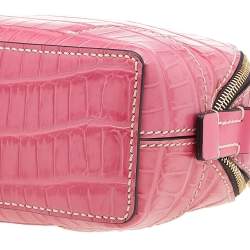 Pre Owned Chloe Hot Pink Croc Embossed Leather Mini Daria Chain Bag