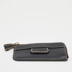 Pre Owned Chloe Black Leather Zip Card Holder