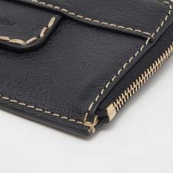 Pre Owned Chloe Black Leather Zip Card Holder