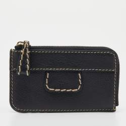 Pre Owned Chloe Black Leather Zip Card Holder
