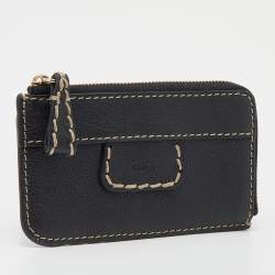 Pre Owned Chloe Black Leather Zip Card Holder