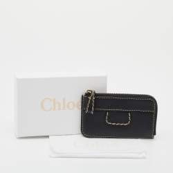 Pre Owned Chloe Black Leather Zip Card Holder