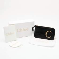 Pre Owned Chloe Black Leather C Zip Card Holder