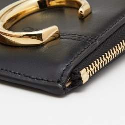 Pre Owned Chloe Black Leather C Zip Card Holder