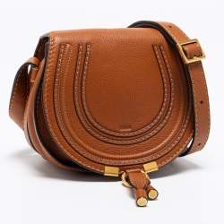 Pre Owned Chloé Brown Leather Mini Marcie Shoulder Bag