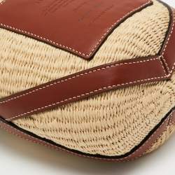 Pre Owned Chloe Brown/Beige Raffia and Leather Small Basket Bag