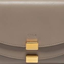 Pre Owned Chloe Taupe Leather Georgia Continental Wallet