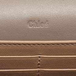 Pre Owned Chloe Taupe Leather Georgia Continental Wallet