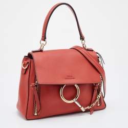 Chloe Rust Red Leather Medium Faye Day Top Handle Bag