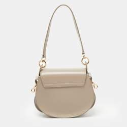 Pre Owned Chloe Grey Leather and Suede Small Tess Shoulder Bag