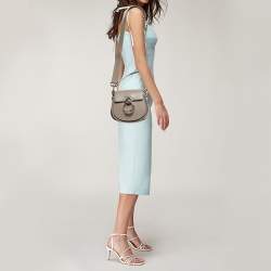 Pre Owned Chloe Grey Leather and Suede Small Tess Shoulder Bag