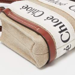 Chloe Beige/Brown Canvas and Leather Nano Woody Tote 