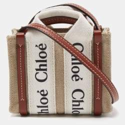 Chloe Beige/Brown Canvas and Leather Nano Woody Tote 