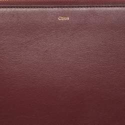 Chloe Burgundy Leather Alphabet Flat Pouch 
