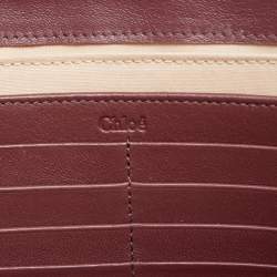 Chloe Burgundy Leather Alphabet Flat Pouch 