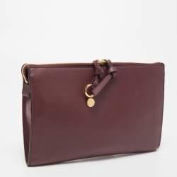 Chloe Burgundy Leather Alphabet Flat Pouch 