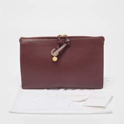Chloe Burgundy Leather Alphabet Flat Pouch 