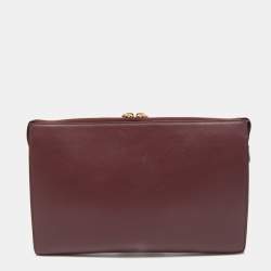 Chloe Burgundy Leather Alphabet Flat Pouch 