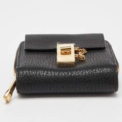 Chloé Black Leather Drew Compact Wallet