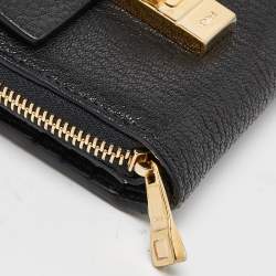 Chloé Black Leather Drew Compact Wallet