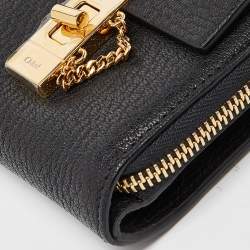 Chloé Black Leather Drew Compact Wallet