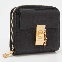 Chloé Black Leather Drew Compact Wallet
