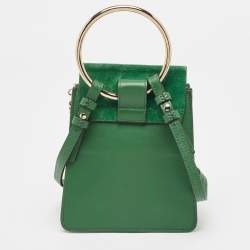مملوكة مسبقًا Chloé  Green Leather and Suede Mini Faye Crossbody Bag