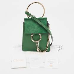 مملوكة مسبقًا Chloé  Green Leather and Suede Mini Faye Crossbody Bag
