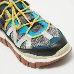 Chloe Multicolor Canvas and Suede Lace Up Sneakers Size 39