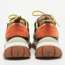 Chloe Multicolor Canvas and Suede Lace Up Sneakers Size 39