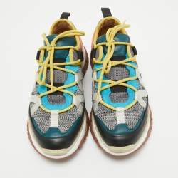 Chloe Multicolor Canvas and Suede Lace Up Sneakers Size 39