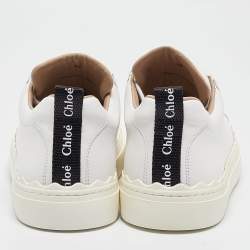 Chloe White Leather Lauren Lace Up Sneakers Size 39