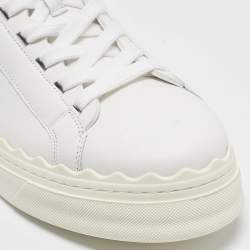 Chloe White Leather Lauren Lace Up Sneakers Size 39