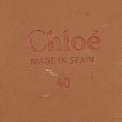 مملوكة مسبقًا Chloe Grey Denim Woody Espadrille Flats Size 40