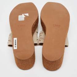 مملوكة مسبقًا Chloe Grey Denim Woody Espadrille Flats Size 40