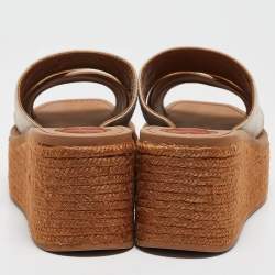 مملوكة مسبقًا Chloe Grey Denim Woody Espadrille Flats Size 40