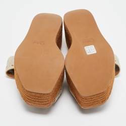 Pre Owned Chloe Grey Denim Woody Wedge Espadrilles Size 38